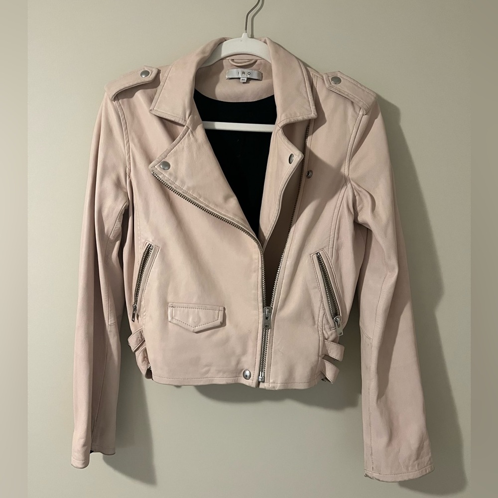 IRO baby pink leather jacket
